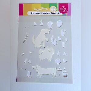 Waffle Flower Birthday Puppies Stencil